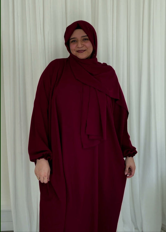Neeya Prayer Abaya - Rich Ruby